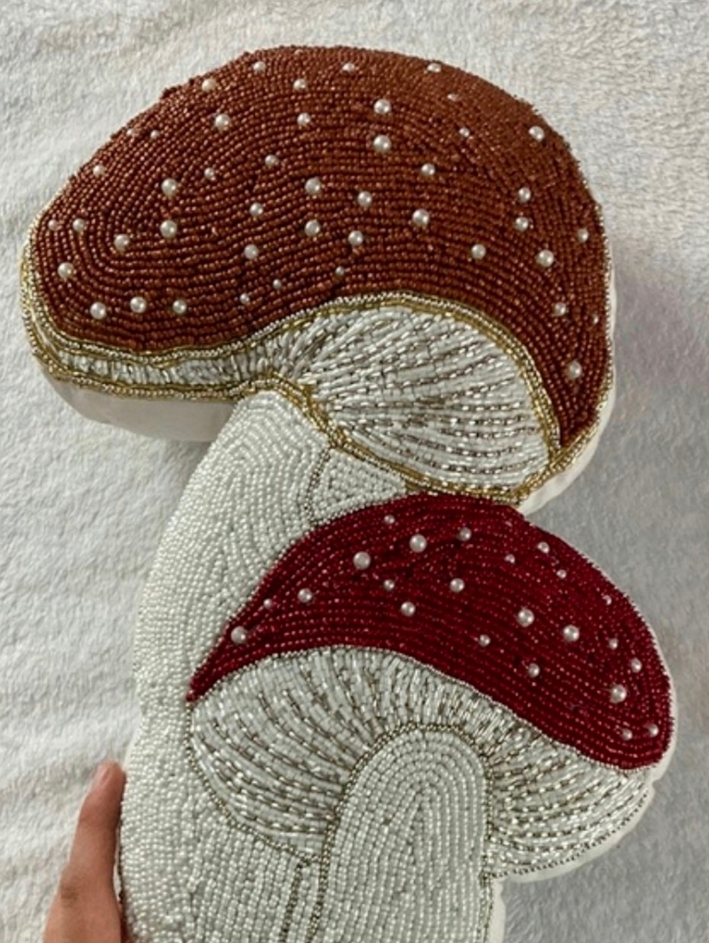 Cottagecore Beaded Mushrom Pillow